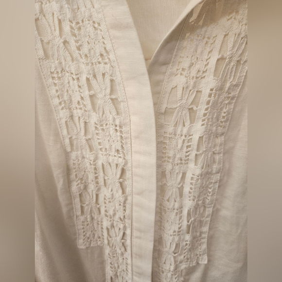 NWOT Max Studio Woman White Linen Cotton Embroidered Shirt - Size 1X - Picture 2 of 10
